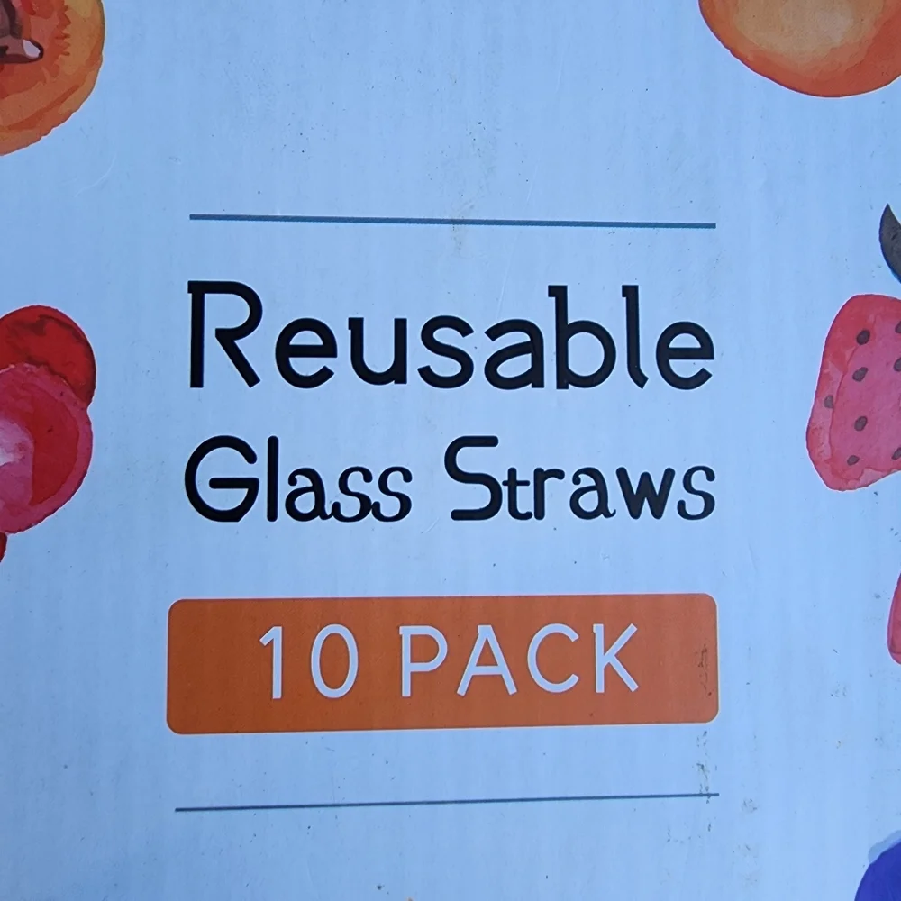 Reusable Glass Straws 10 Pack - Multicolor